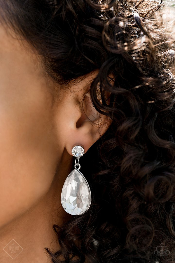 Debutante Dazzle White Earring ~ Paparazzi Accessories